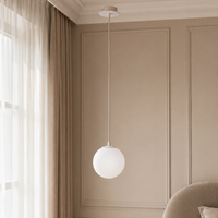 Hängelampe Stella 7585R beige styled in a modern luxury interior mit classic framing, natural window light and realistic reflections creating a photorealistic room setting by Marcottestyle