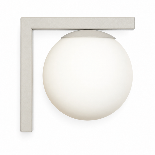 Wall Lamp Stella 7869O front view beige fabric shade on white background professional product photography by Marcottestyle