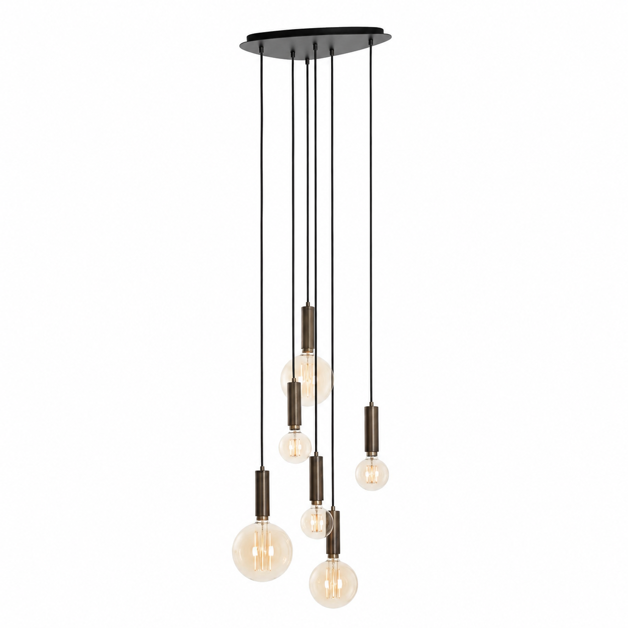 Hängelampe Sven 7287U - 6xE27 - Bronze pendant lamp - front view on white background