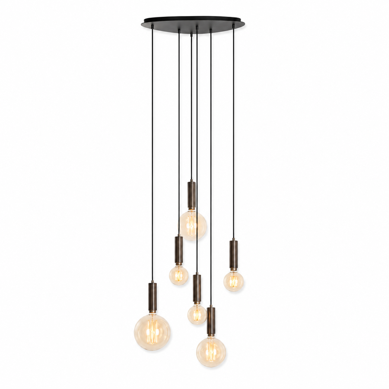 Hängelampe Sven 7287U - 6xE27 - Bronze pendant lamp illuminated mit warm light