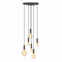 Hängelampe Sven 7287U - 6xE27 - Bronze pendant lamp illuminated mit warm light