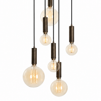 Hängelampe Sven 7287U - 6xE27 - Bronze pendant lamp close-up fabric and material detail