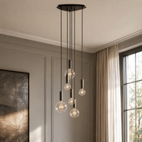 Hängelampe Sven 7287U - 6xE27 - Bronze pendant lamp in modern interior room setting