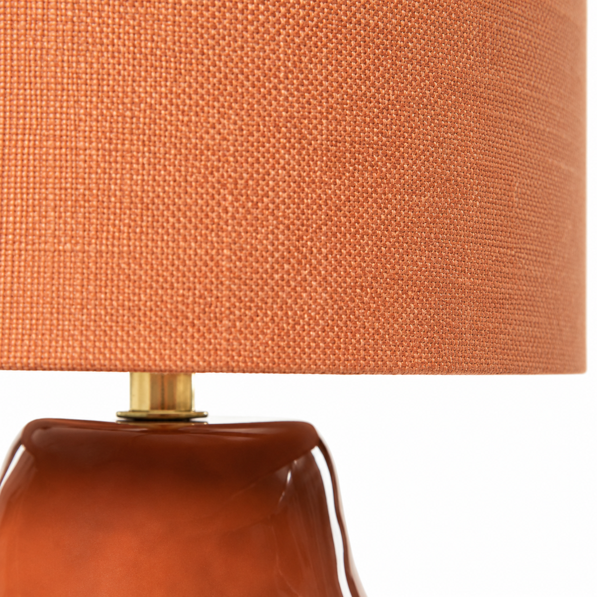 Close-up macro detail shot of Table Lamp Stella 2575R showing intricate fabric weave texture and material finish of the lampshade, high resolution product detail photography by Marcottestyle