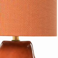 Close-up macro detail shot of Tischlampe Stella 2575R showing intricate fabric weave texture and material finish of the lampshade, high resolution product detail photography by Marcottestyle