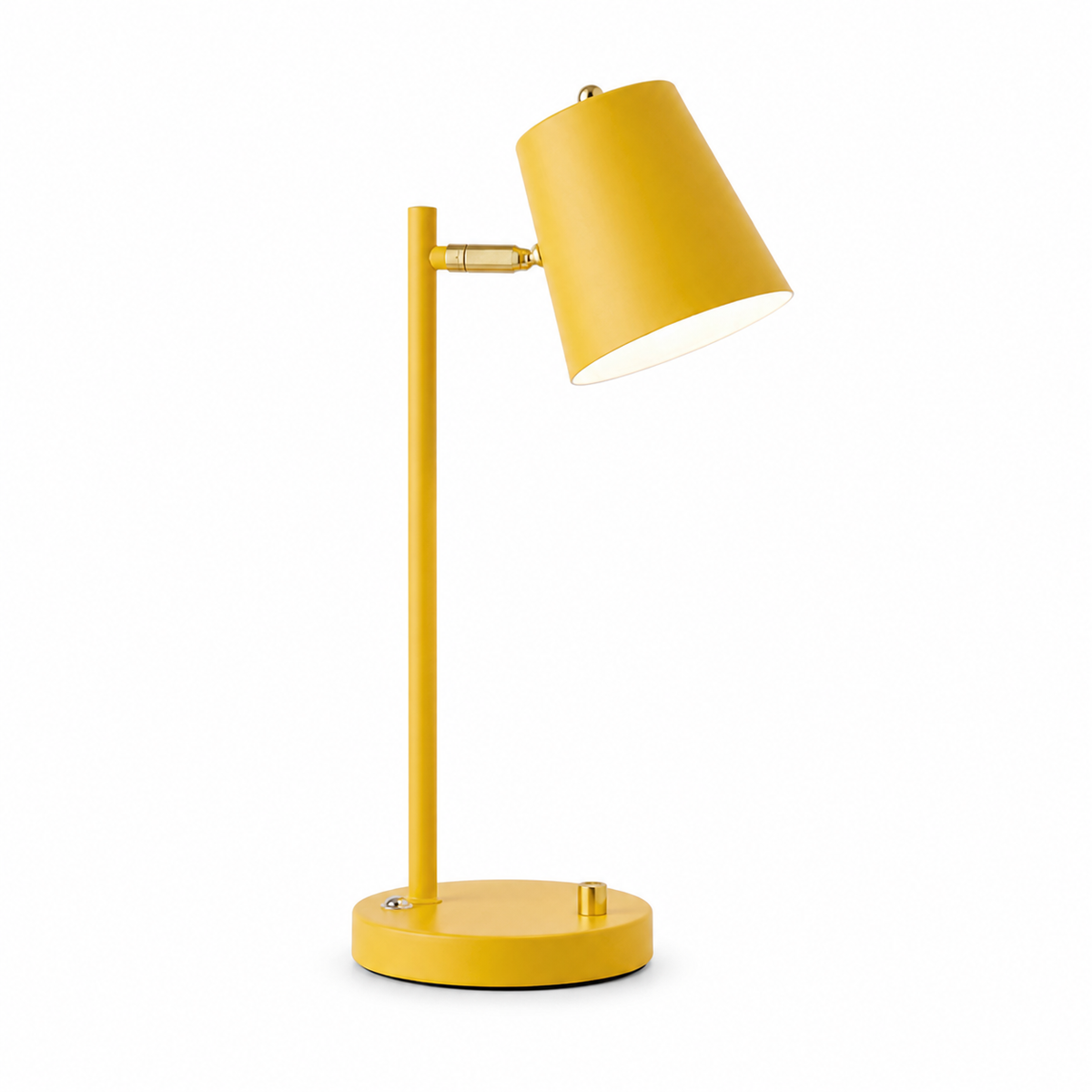 Table Lamp Thor 3748P in yellow, front view on white background with soft studio lighting, showing detailed fabric shade and elegant proportions by Marcottestyle