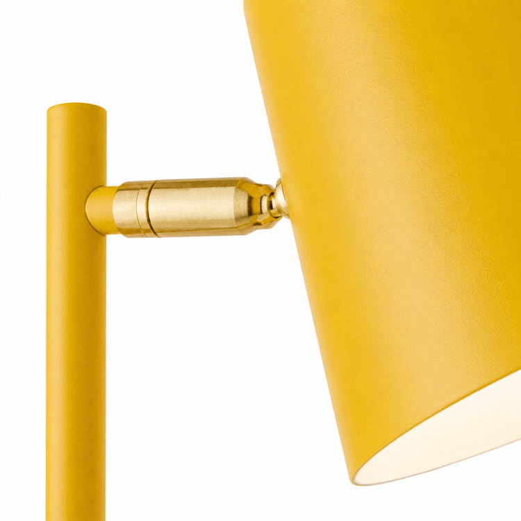 Close-up macro detail of Table Lamp Thor 3748P yellow fabric shade texture, showing intricate weave pattern and material finish in high resolution by Marcottestyle