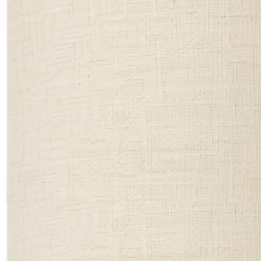 Close-up macro detail shot of Stehlampe Thor 7082K showing intricate vlaslinnen fabric texture and material finish of the lampshade mit professional macro photography on white background by Marcottestyle
