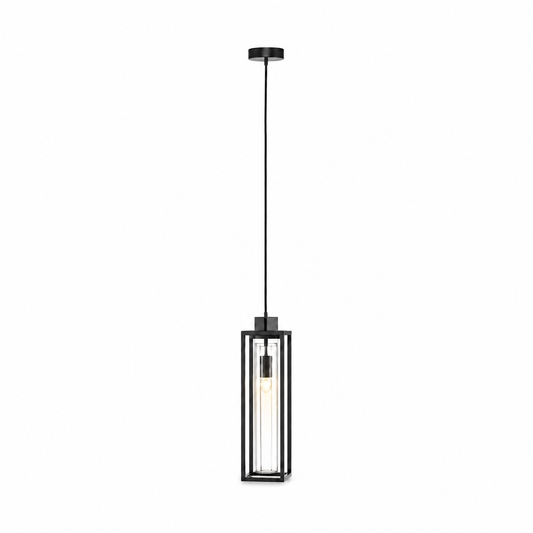 Pendant Light Tilda 7950B - 1xE27 - Zwart pendant lamp illuminated with warm light