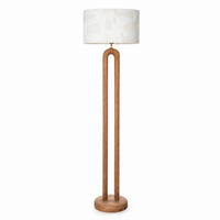 Stehlampe Tilda 3060C Weiß front view on white background mit soft studio lighting, showcasing the natural metal frame and white fabric shade in a 1:1 square format by Marcottestyle