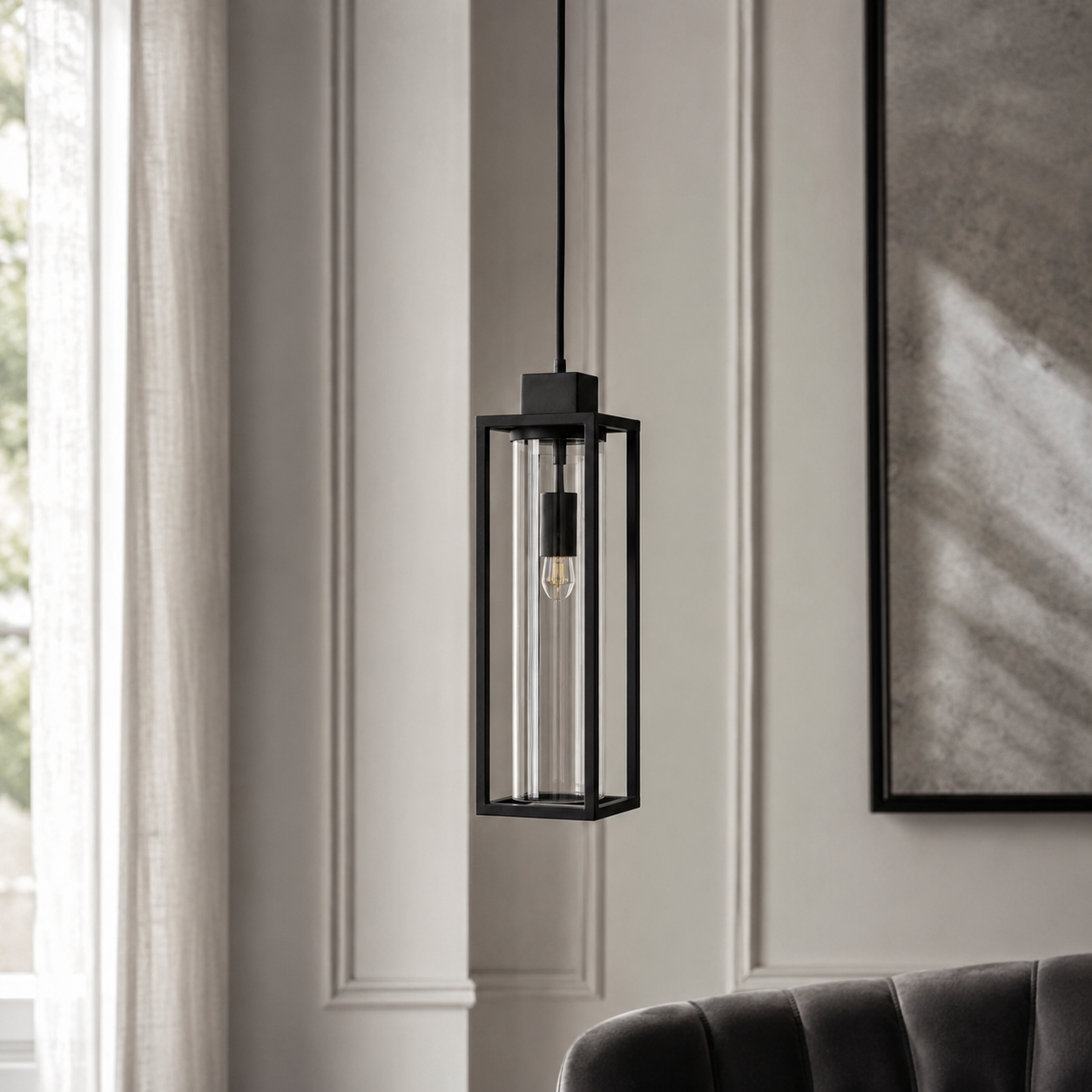 Hängelampe Tilda 7950B - 1xE27 - Schwarz pendant lamp in modern interior room setting