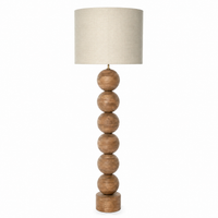 Vloerlamp Tora 1747M Naturel front view on Wit background with soft studio lighting, showcasing the elegant Naturel metal finish and linen cylindrical shade in a professional product photography style by Marcottestyle