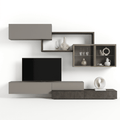 Torvello Luxury Italienisch TV Wandregal | Modern Schwebend Media Konsole mit Glas Vitrinen