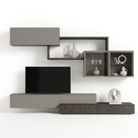 Torvello Luxury Italienisch TV Wandregal | Modern Schwebend Media Konsole mit Glas Vitrinen - Marcottestyle Shop