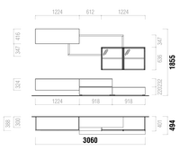 Torvello Luxury Italienisch TV Wandregal | Modern Schwebend Media Konsole mit Glas Vitrinen - Marcottestyle Shop
