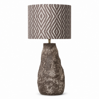 Table Lamp Tova 2437M in brown finish, front view on white background showing the full lamp with detailed cylindrical shade and elegant base, professional studio lighting by Marcottestyle
