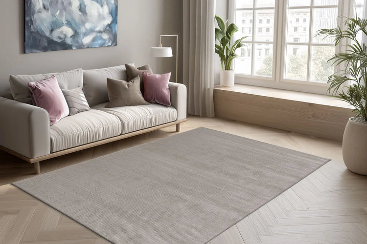 High-Pile Rug - Goronne Silver Grid 3