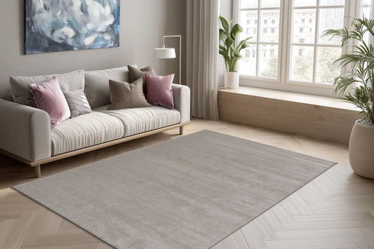 High-Pile Rug - Goronne Silver Grid 3