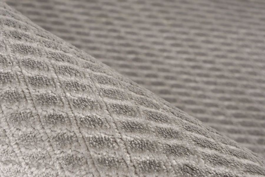 High-Pile Rug - Goronne Silver Grid 3