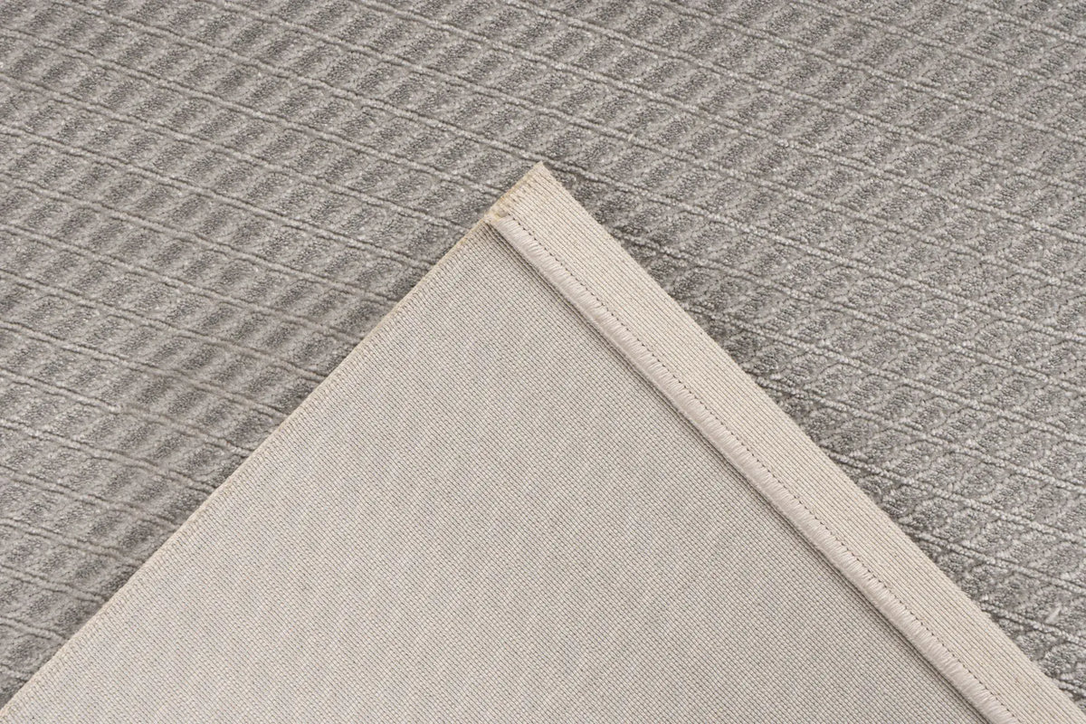 High-Pile Rug - Goronne Silver Grid 3