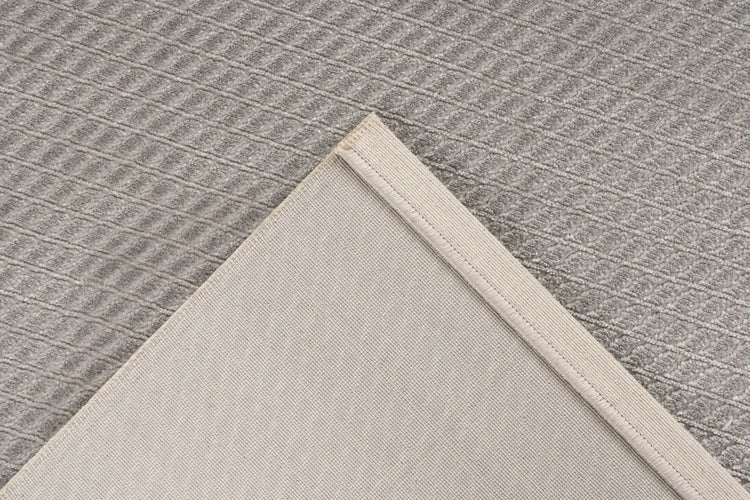 High-Pile Rug - Goronne Silver Grid 3