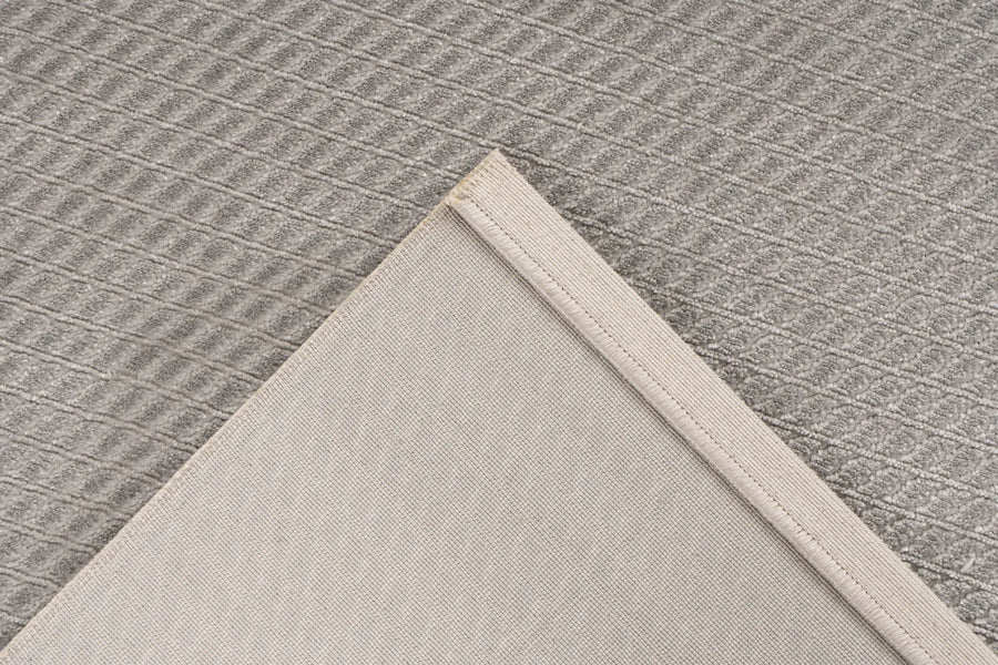 High-Pile Rug - Goronne Silver Grid 3