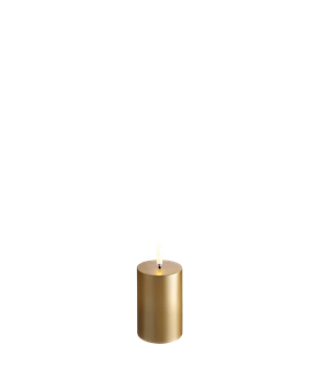Gold Finish Pillar Candles, Smooth W5 x H7,5cm