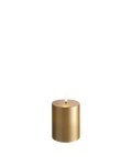 Gold Finish Pillar Kerzen, Smooth W7,8 x H10cm