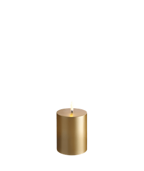 Gold Finish Pillar Candles, Smooth W7,8 x H10cm