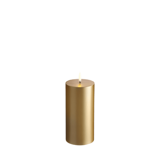 Gold Finish Pillar Candle W5,8 x H15,2cm | Marcottestyle