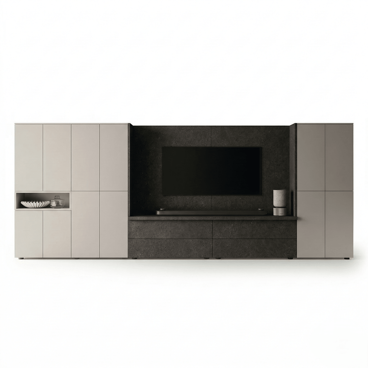 Valterra Grande Luxury TV Wall Unit - Modern Italian Entertainment Wall System - Marcottestyle Shop | Marcottestyle