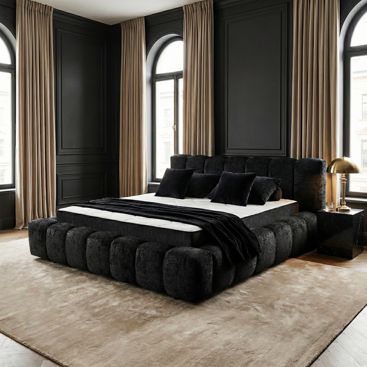 Letto Vellura - Black | Slatted Base & Matress | Marcottestyle