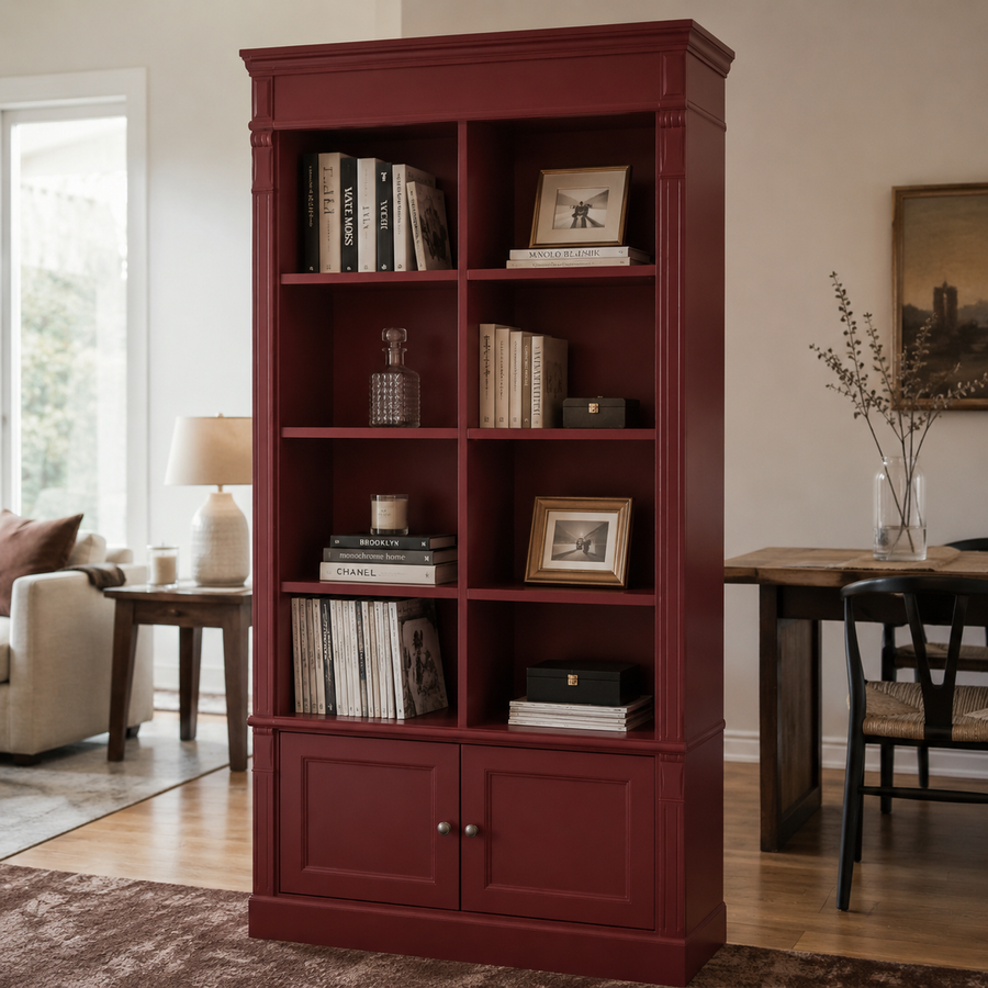 Bookcase - Vendôme - Solid Pine - 90 x 53 x 220 cm - Bordeaux