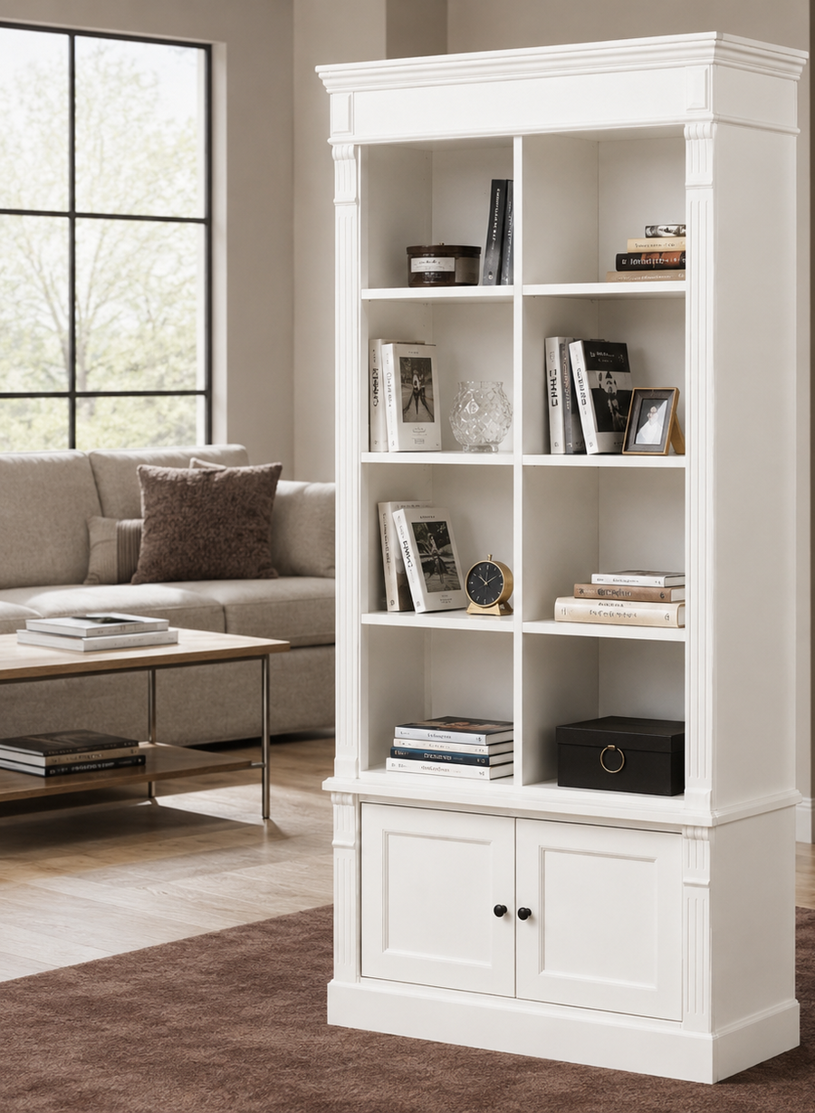 Bookcase - Vendôme - Solid Pine - 90 x 53 x 220 cm - White
