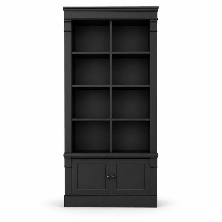 Bookcase - Vendôme - Solid Pine - 90 x 53 x 220 cm - Black