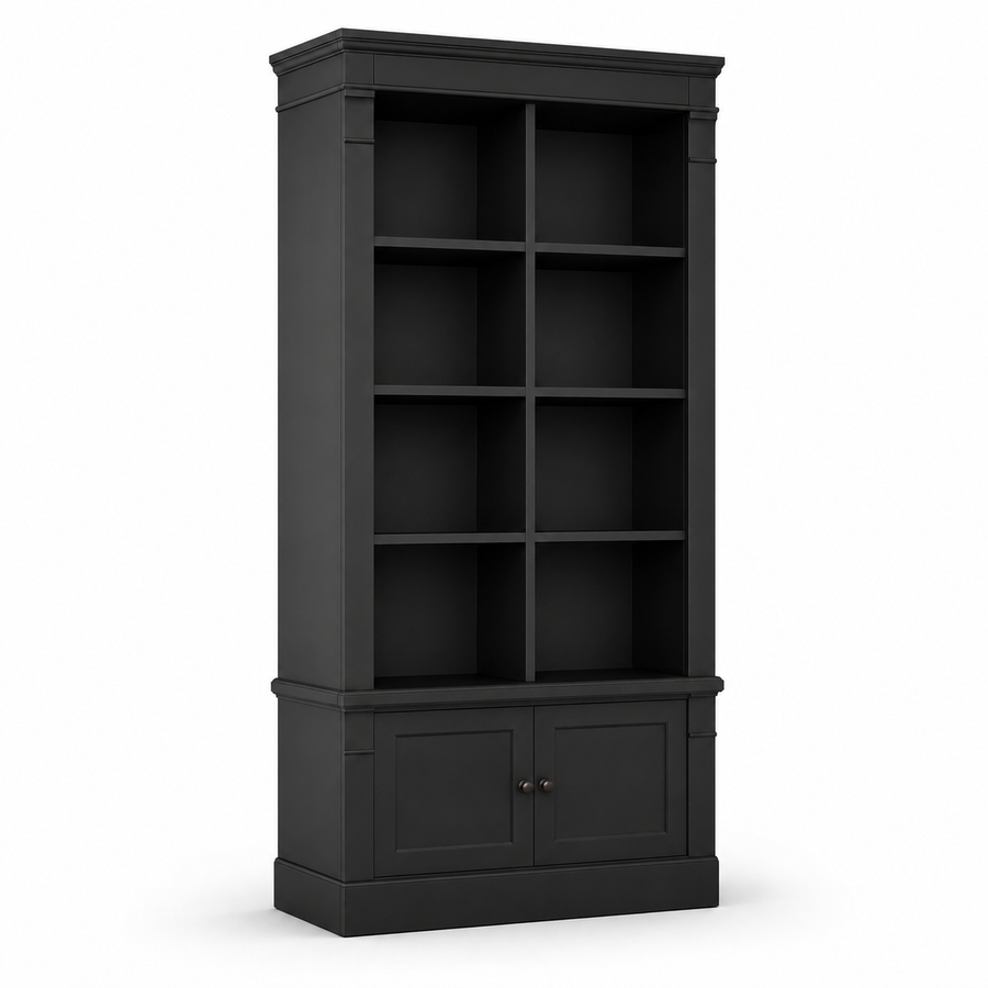 Bookcase - Vendôme - Solid Pine - 90 x 53 x 220 cm - Black