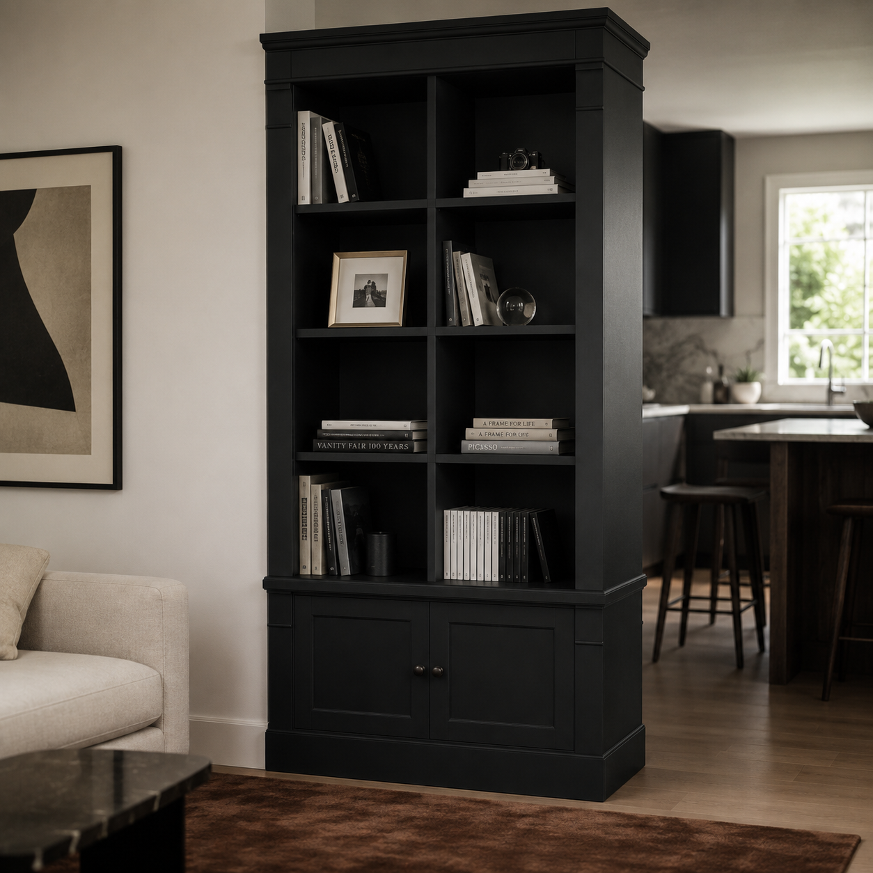 Bookcase - Vendôme - Solid Pine - 90 x 53 x 220 cm - Black