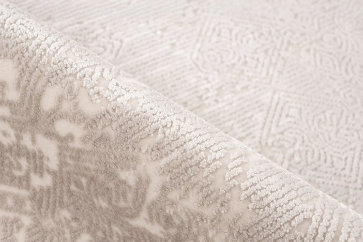 Kurzflor-Teppich - Lunara Silber Distressed