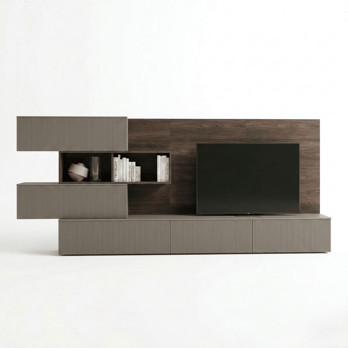 Virello Luxury Italian TV Wall Unit | Contemporary Fluted Media Console with Designer Wall Panel - Marcottestyle Shop | Marcottestyle