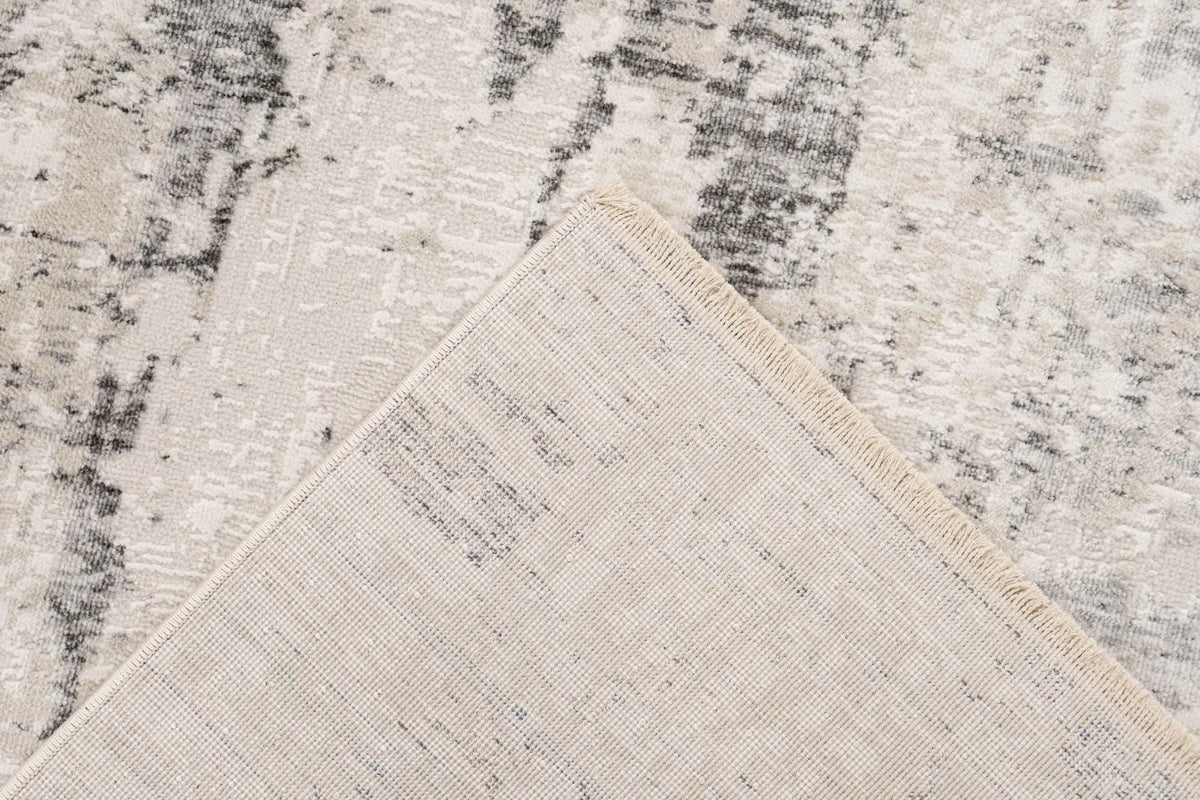 Kurzflor-Teppich - Norven Silber Distressed 3