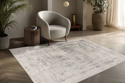 Low-Pile Rug - Norven Silver Distressed 4
