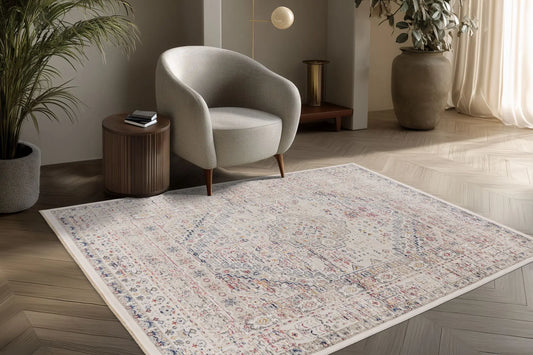Low-Pile Rug - Norven Multicolour Medallion 4