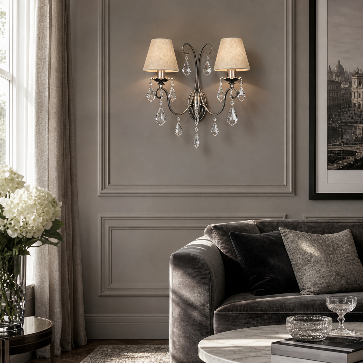 Wall Lamp Drei 8728R - Antique Silver