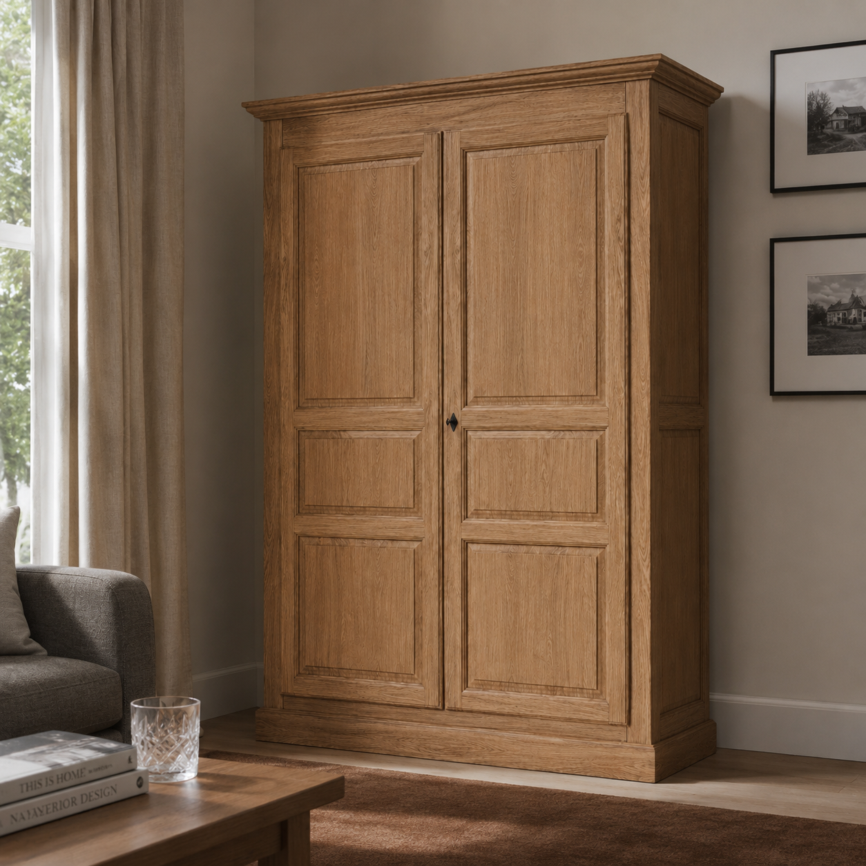 Wardrobe - Cognac - Solid Oak - 149 x 67 x 210 cm - Oak