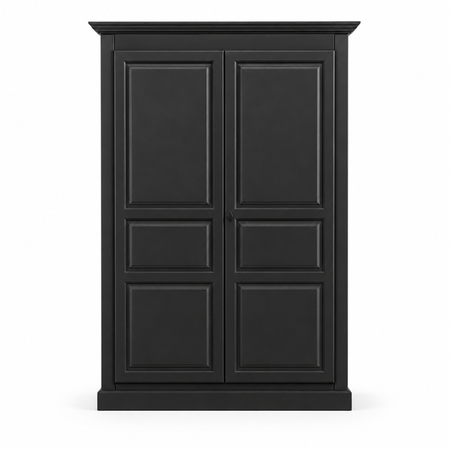 Wardrobe - Cognac - Solid Pine - 149 x 67 x 210 cm - Black
