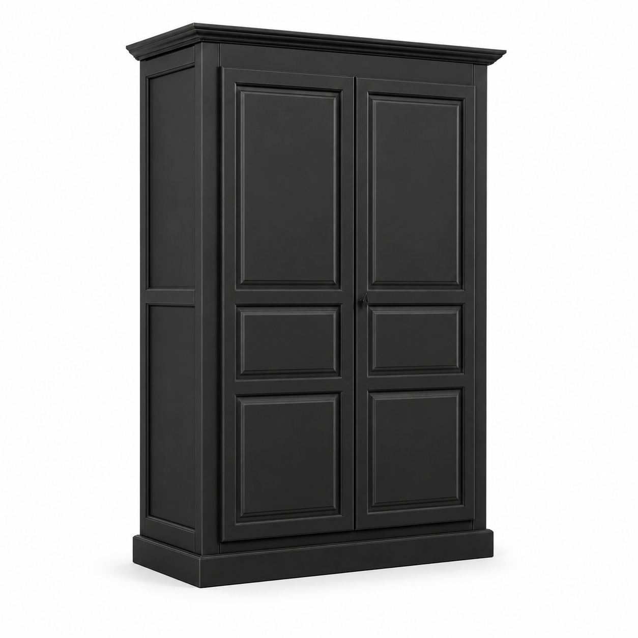 Wardrobe - Cognac - Solid Pine - 149 x 67 x 210 cm - Black