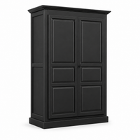 Wardrobe - Cognac - Solid Pine - 149 x 67 x 210 cm - Black