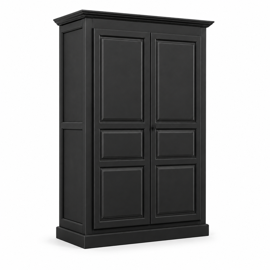 Wardrobe - Cognac - Solid Pine - 149 x 67 x 210 cm - Black