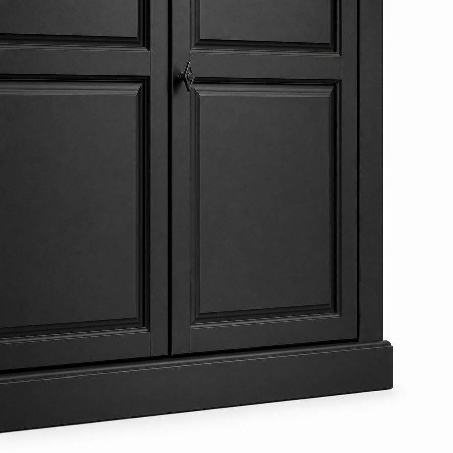 Wardrobe - Cognac - Solid Pine - 149 x 67 x 210 cm - Black