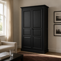 Wardrobe - Cognac - Solid Pine - 149 x 67 x 210 cm - Black